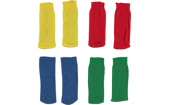 Poppensokjes, 4 paar (blauw, rood, groen en geel)