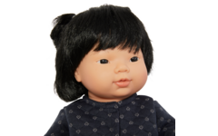 Pop meisje Aziatisch met haar en kleding, 40 cm, Les Pluminis