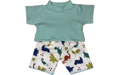 Poppenkleertjes broek dino en T-shirt lichtblauw, 40 cm