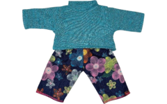 Poppenkleertjes broek bloemen en T-shirt, 30 cm