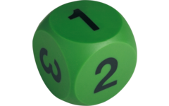 Dobbelsteen zacht 11 cm, groen cijfers