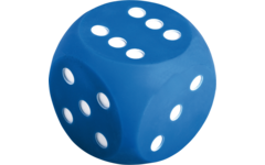 Dobbelsteen zacht 11 cm blauw stippen