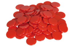 Rekenfiches rood  25 mm, 100 stuks