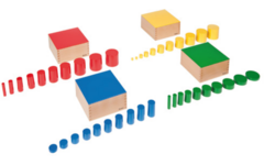 Gekleurde cilinders, 4 kistjes
