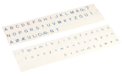 Stempelletters blokschrift blauw