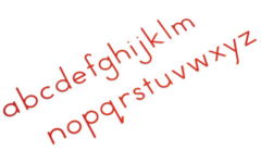 Kleine letters blokschrift rood