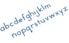 Kleine letters blokschrift blauw