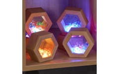 Lichtgevende houten geluidzeshoeken, 6 stuks