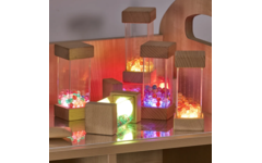 Lichtgevende houten geluidkubussen, 6 stuks