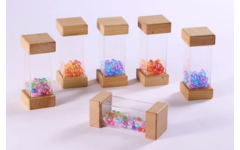 Lichtgevende houten geluidkubussen, 6 stuks