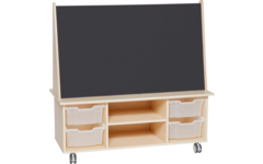 Bordenkar Ahorn 1x magnetisch whiteboard, 1x krijtbord