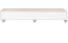 Peuterbank recht 172 x 43 x 30 cm incl wielen, 5 lades 15 cm hoog, ahorn