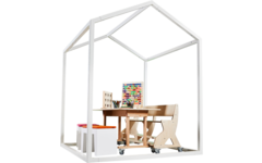 Huisje van balken 6x6 cm, hout 2x2x2 m, dakhoogte 2,5 m