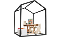 Huisje van balken 6x6 cm, hout 2x2x2 m, dakhoogte 2,5 m