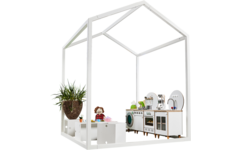 Huisje van balken 6x6 cm, hout 2x2x2 m, dakhoogte 2,5 m