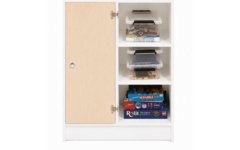Kast 180 graden onder, 100x90x50 cm (lxbxh)| wit, op plint, deuren wit/Ahorn