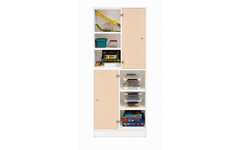 Kast 180 graden boven, 90x90x50 cm (lxbxh)| wit, deuren wit/Ahorn