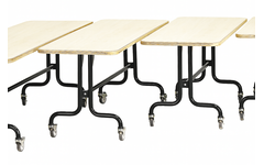 Tafel 210 x 60cm, zwart onderstel  blad met berkenstructuur hoogte 71 cm
