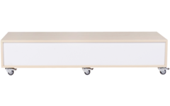 Peuterbank recht 138 x 43 x 30 cm incl wielen, 4 lades 15 cm hoog, ahorn