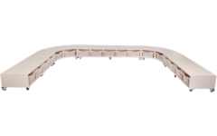 Peuterbank recht 138 x 43 x 30 cm incl wielen, 4 lades 15 cm hoog, ahorn