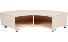 Peuterbank hoek 126 x 43 x 30 cm incl wielen, 2 lades 15 cm hoog, ahorn