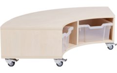 Peuterbank hoek 126 x 43 x 30 cm incl wielen, 2 lades 15 cm hoog, ahorn
