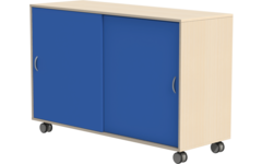 Materiaalkast Flex 4, zonder laden 2 legpl., schuifdeuren en wielen, Ahorn