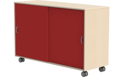 Materiaalkast Flex 4, zonder laden 2 legpl., schuifdeuren en wielen, Ahorn