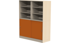 Materiaalkast Flex 4-2 hoog, zonder laden, 4 legpl., 1 set gekl.schuif, Ahorn