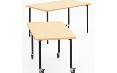 Tafel 132 x 80cm, zwart onderstel blad met berkenstructuur