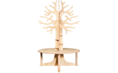 Tafelboom 240cm (h), ronde tafel 150cm, C3 (59cm) HPL blad wit eiken