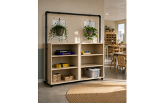 Kast 4 Flex, Ahorn, met opzetwand in buizenframe (zwart)