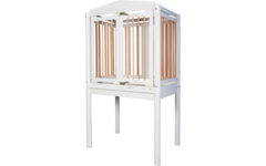 Box hoog Classic enkel wit, spijlen hout blank gelakt