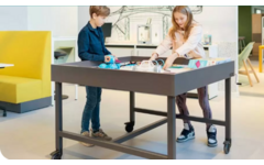 Spark tech-tafel 125x125 cm, blad HPL wit, onderstel grafiet