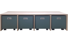 Zitbank voor rolbakken 134x40x35 cm (LxBxH), met glijders