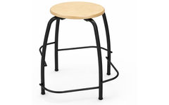 Taboeret Scool 50 cm, beuken zitting met voetensteunen
