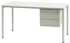 Docentenbureau Luma 140 x 70 cm kunststof blad, 2 afsluitbare lade