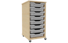 Kast 504 serie Ahorn verrijdbaar met 8 laden van 7 cm