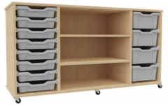 Kast 540 serie Ahorn verrijdbaar 2 legpl., 8 laden 7 cm, 4 van 15 c
