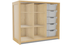 Kast 310 serie Ahorn, 2 tussen- panelen, 4 legpl. en 5 laden 15 cm