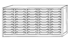 Kast 380 serie wit, 4 tussenpnl., en 50 laden 7 cm