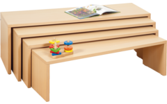 Zitbanken beuken, set van 4 stuks in 4 hoogtes 30 - 34 - 38 - 42 cm