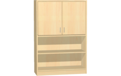 Kast half open, beuken, 100 × 40 ×146 cm, 2 deuren boven, 2 legplanken