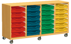 Materiaalkast Basic 139 cm breed, beuken, zonder laden, op wielen