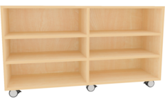 Materiaalkast Basic 139 cm breed, ahorn, 4 legplanken, op wielen