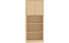 Hoge kast, beuken, 77 × 40 × 188 cm, 2 deuren boven, 3 legplanken