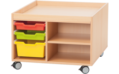 Speel- en materiaalkast, beuken, laag verrijdbaar 81 × 81 × 54 cm