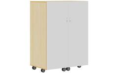 Klapkast Uni beuken verrijdbaar,  deuren whitebord, 105 x 68 x 146 cm