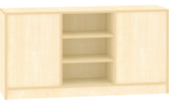 Kast dubbelzijdig met 6 vaste legplanken , 149 × 40 × 77 cm, ahorn