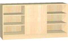 Kast dubbelzijdig met 6 vaste legplanken , 149 × 40 × 77 cm, beuken